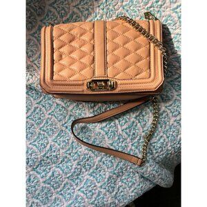 ⸻Rebecca Minkoff Quilted Leather Crossbody Bag – Blush/Nude with Gold Chain